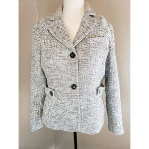 Talbots Gray White and Silver Tweed Blazer Size 8p Petite